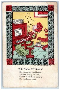 1908 The Piano Enthusiast Woman Trying Sing Old Songs Arcos Indiana IN Postcard