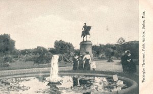 Vintage Postcard Washington Monument Public Garden Fountain Boston Massachusetts