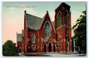 Poughkeepsie New York NY Postcard Baptist Church Exterior Building c1910 Antique