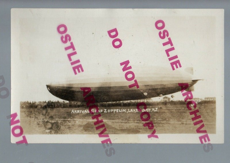 Lakehurst NEW JERSEY RPPC 1929 GRAF ZEPPELIN LANDING Airship D-LZ127 Dirigible 2