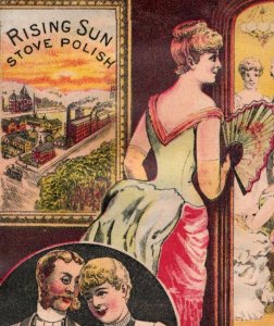 1880s Rising Sun Stove Polish Lovely Couple Ball P159