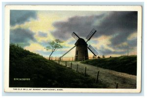 c1910 The Old Mill At Sunset Nantucket Massachusetts MA Antique Postcard 