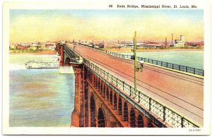 VINTAGE POSTCARD EADS BRIDGE ON THE MISSISSIPPI RIVER AT ST. LOUIS MISSOURI