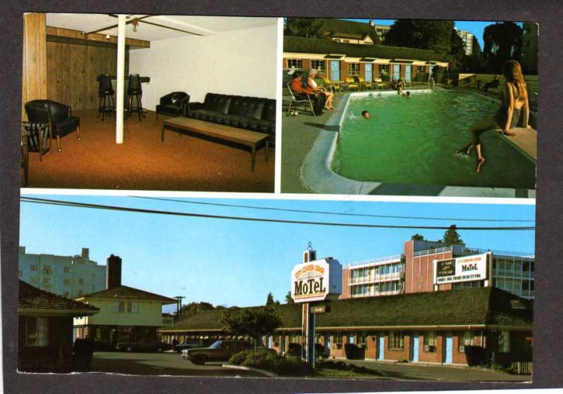 OR City Center Lodge Hotel Motel Eugene Oregon Postcard Pool Interior