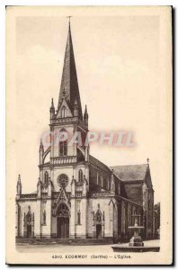 Old Postcard Sarthe Ecommoy the church