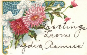 Vintage Postcard Greeting Card From Lydia Asmue Daisy Flower And Lace Design