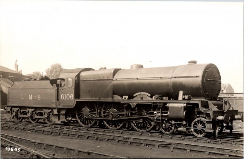 Real Photo Postcard L.M.S. Railroad Train Engine 6106