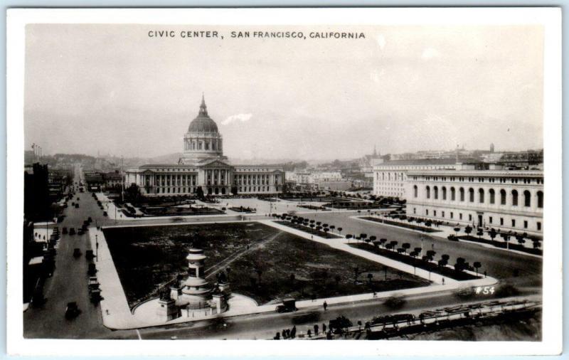 RPPC  SAN FRANCISCO, California  CA   Birdseye CIVIC CENTER  c1920s-30s Postcard