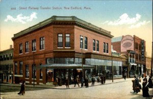 New Bedford Massachusetts Street RR Transfer Station c1900-20s Vintage Postcard