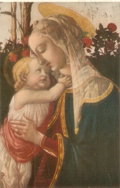 Botticelli.La Vergine col Bambino Fine paintig old vintage Italian Religious P