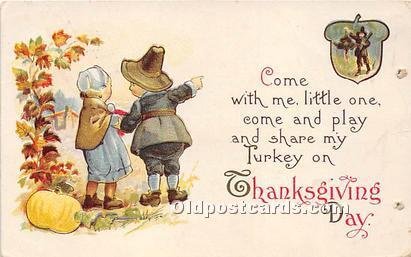 Thanksgiving Greetings 1914 Missing Stamp two holes right edge, dried glue on...