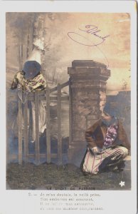 Victorian Children Playing, Le Droit De Passage Vintage RPPC C205