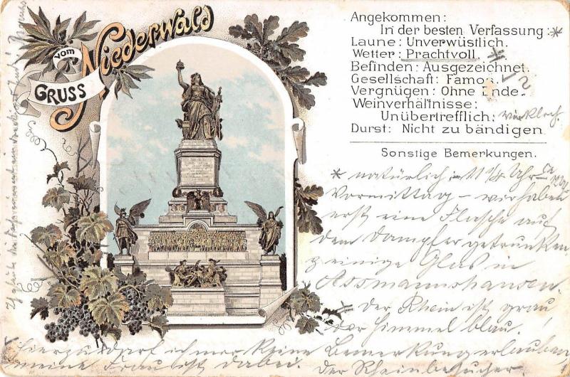 BG19503 gruss vom niederwald germany litho  postcard