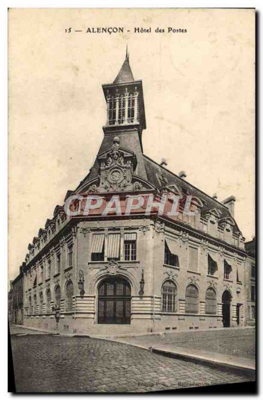 Old Postcard Alencon Hotel des Postes Stamp Chenu Sarthe