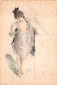 FRANCE BEAUTIFUL NUDE WOMAN LEON DAX ARTIST SIGNED RISQUE POSTCARD (c. 1900)