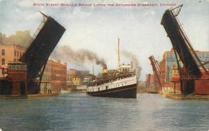 Bascule Bridge State Street C-1910 Excursion Steamship Hammon postcard 5116