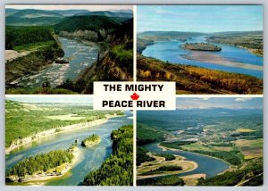 The Mighty Peace River, Alberta Canada, Chrome Multiview Postcard, 4 Views