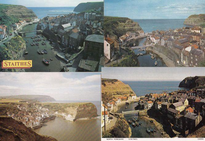 Staithes Boats 4x Aerial Birds Eye Postcard s