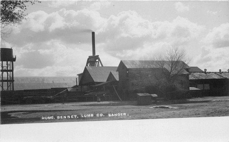 c1910 Sanger Fresno California Hume Bennett Lumber Mill RPPC Besaw Postcard