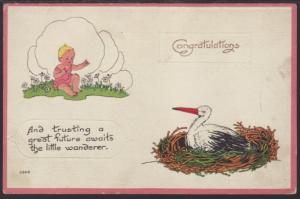 Birth Announcement,Baby,Stork Postcard