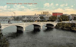 CEDAR RAPIDS, IA Iowa     SECOND AVENUE BRIDGE     c1910's Postcard