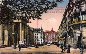L187 Germany Stuttgart Koenigsbau Post und Bahnhof Tram Blumen Auto postcard
