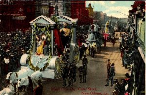 New Orleans, LA Louisiana MARDI GRAS PARADE FLOAT Canal Street ca1910's Postcard