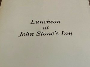 Luncheon Menu John Stone's Inn Ashland MA laminated paper blue