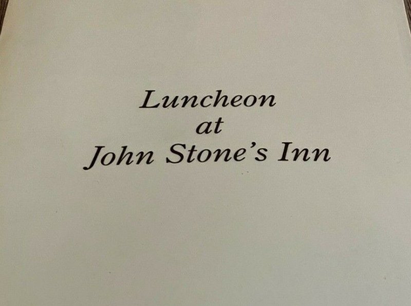 Luncheon Menu John Stone's Inn Ashland MA laminated paper blue