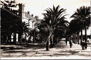 Spain Palma de Mallorca Paseo Sagrera Vintage RPPC C165