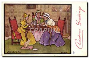 Old Postcard Fancy Scandal & Tea