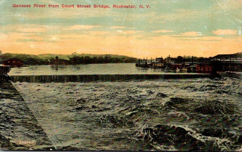 New York Rochester Genesee River From Court Street Bridge 1909