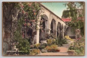 Capistrano Mission Hand Colored Photo Postcard I26