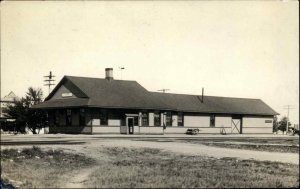 Hugo CO Colorado Railroad Train Station Depot Antique Real Photo Postcard