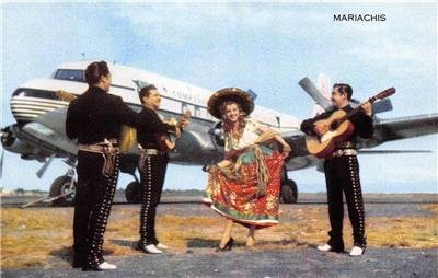 MARIACHIS Pan American World Airways Mexicana De Aviacion 1950s Vintage Postcard