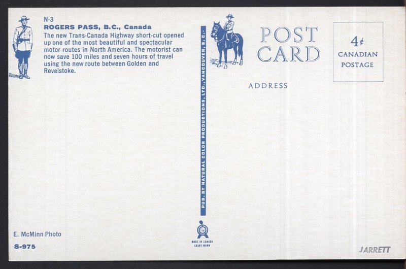 British Columbia ROGERS PASS The New Trans-Canada Highway Short-Cut - Chrome