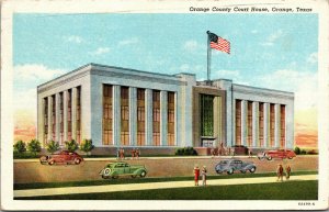 Vtg 1940s Orange County Court House Orange Texas TX Linen Postcard