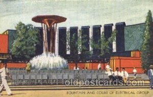 Fountain & Court of Electrical Group 1933 Chicago, Illinois USA Worlds Fair E...