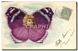 Old Postcard Fancy Butterfly Child