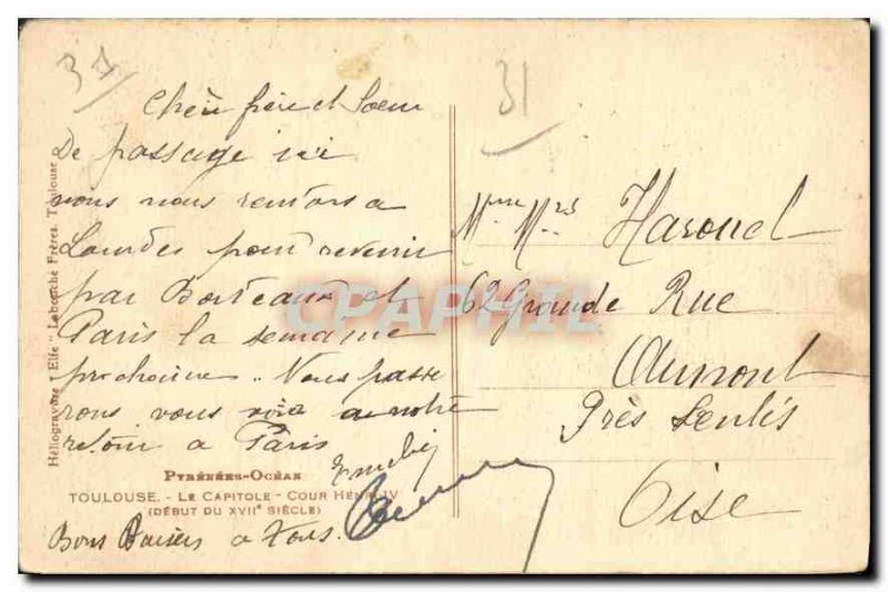 Postcard Old Ocean Pyrenees Toulouse Capitol Court Henry early seventeenth ce...