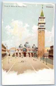 Venice Veneto Italy Postcard St. Mark's Square from the Royal Palace c1905