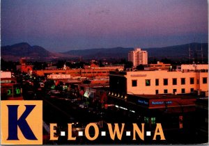 Canada British Columbia Kelowna Bernard Avenue Looking East At Dusk 1998