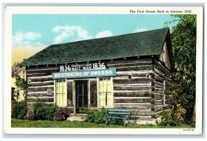 c1920's First Wooden House 1836 Door Entrance Owosso Michigan Vintage Postcard