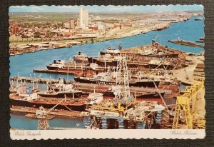 Mint Vintage Chrome Postcard Ships Boats Mobile Shipyards Alabama