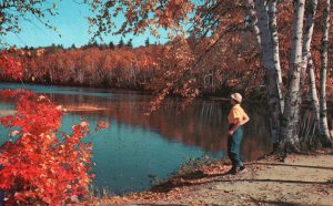 Postcard Indian Summer Girl On The Lake Colorful Reflection Color By Galloway