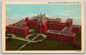 Iowa City~Air View Of University Hospital~American Art Vintage Linen Postcard