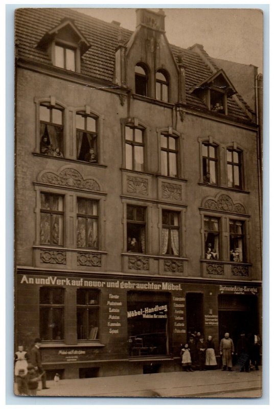 Germany Postcard Buying and Selling New Used Furniture c1910 RPPC Photo