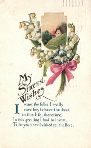 Vintage Postcard 1922 My Sincerest Wishes Wished You The Best Greetings Flowers