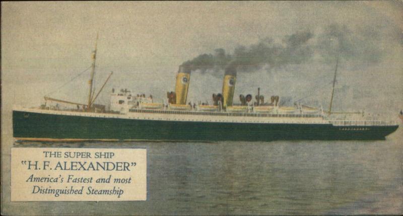 Super Ship H.F. Alexander Admiral Line PSS Co c1910 Postcard