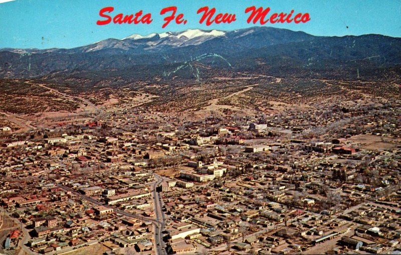 New Mexico Santa Fe Aerial View 1965